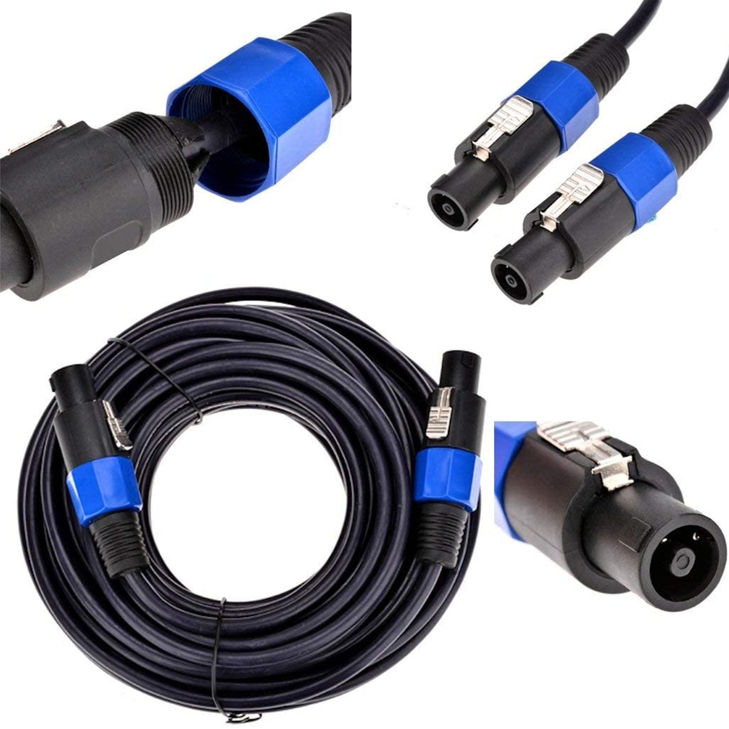 Audio Speakon Cable 5 Meter AWG Patch Cords Professional DJ Speaker Cables Black Wire
