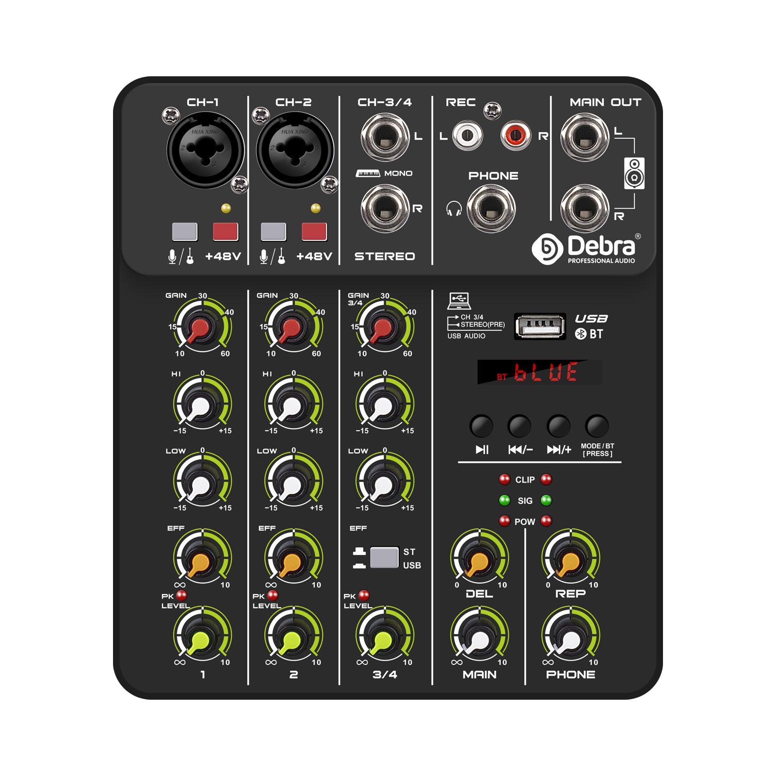 V4 4-channel Multi-function Audio Mixer Audio Interface