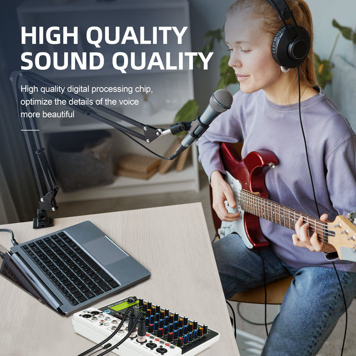 Pro 8-Channel V8 Pod Cast DJ Controller Stereo Audio Webcaster Mixing Console Mixer