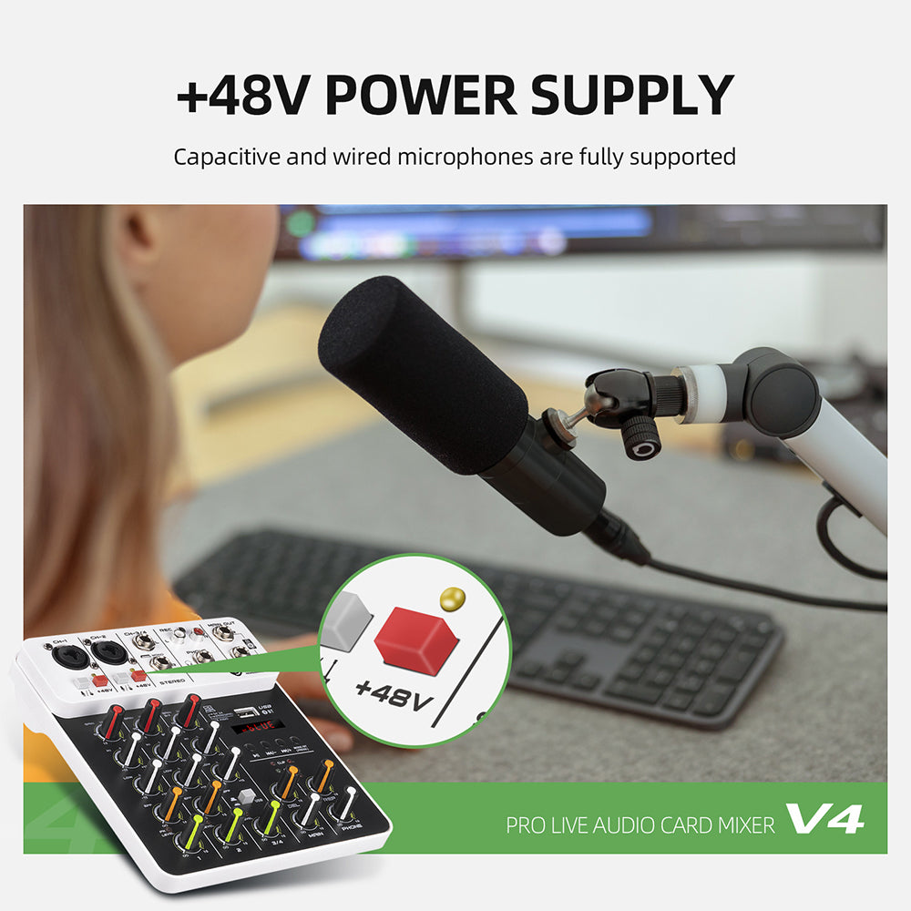 V4 4-channel Multi-function Audio Mixer Audio Interface