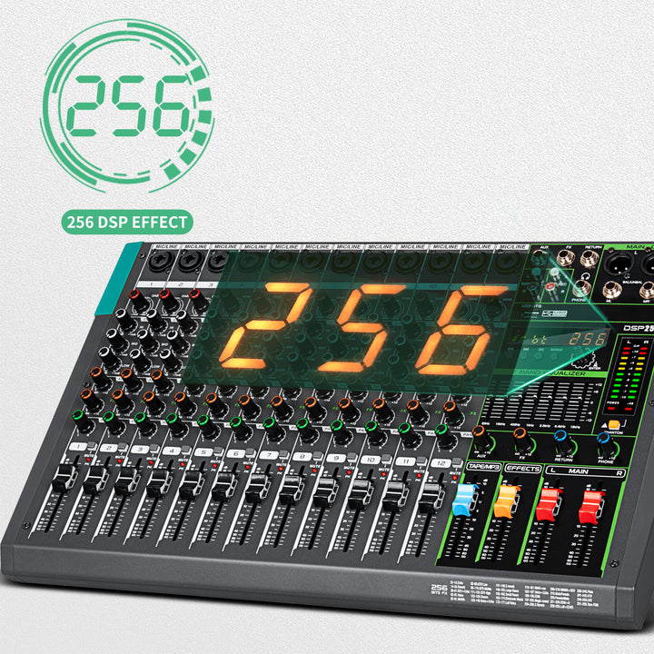 Biner MG12 Audio Console Mixer USB Connection 12 Channels Digital Professional Audio Mixer Console