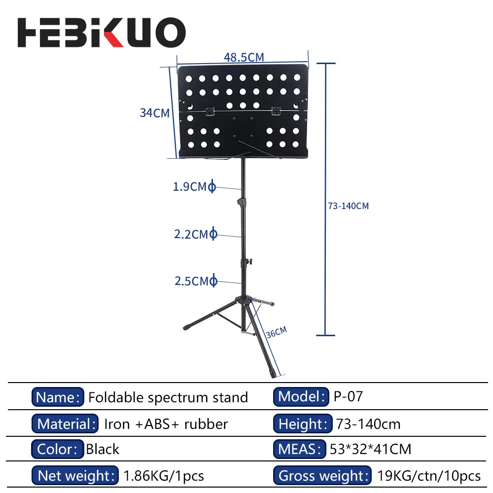 HEBIKUO P-07 Adjustable Music Note Book Stand Folding Steel Music Holder Sheet Music Stand