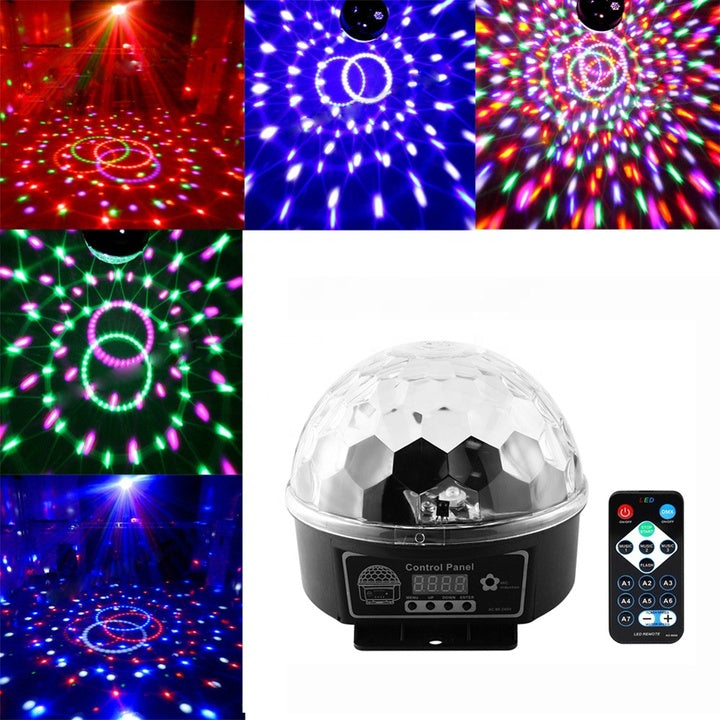 DMX512 Sound Control 6 Colors Party Club Crystal LED Disco Ball Light LED Magic DJ Party Lights