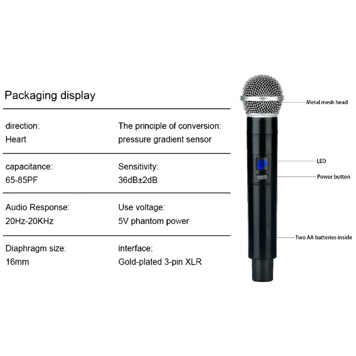Demao K2 RTS Hot Selling and Cheap UHF Wireless Microphone, Mobile Phone, Barbecue Head Microphone