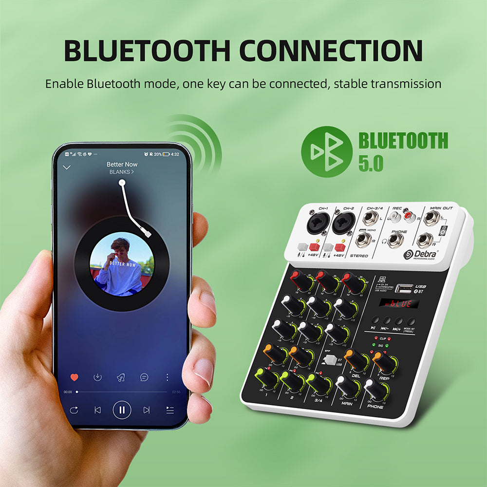 V4 4-channel Multi-function Audio Mixer Audio Interface