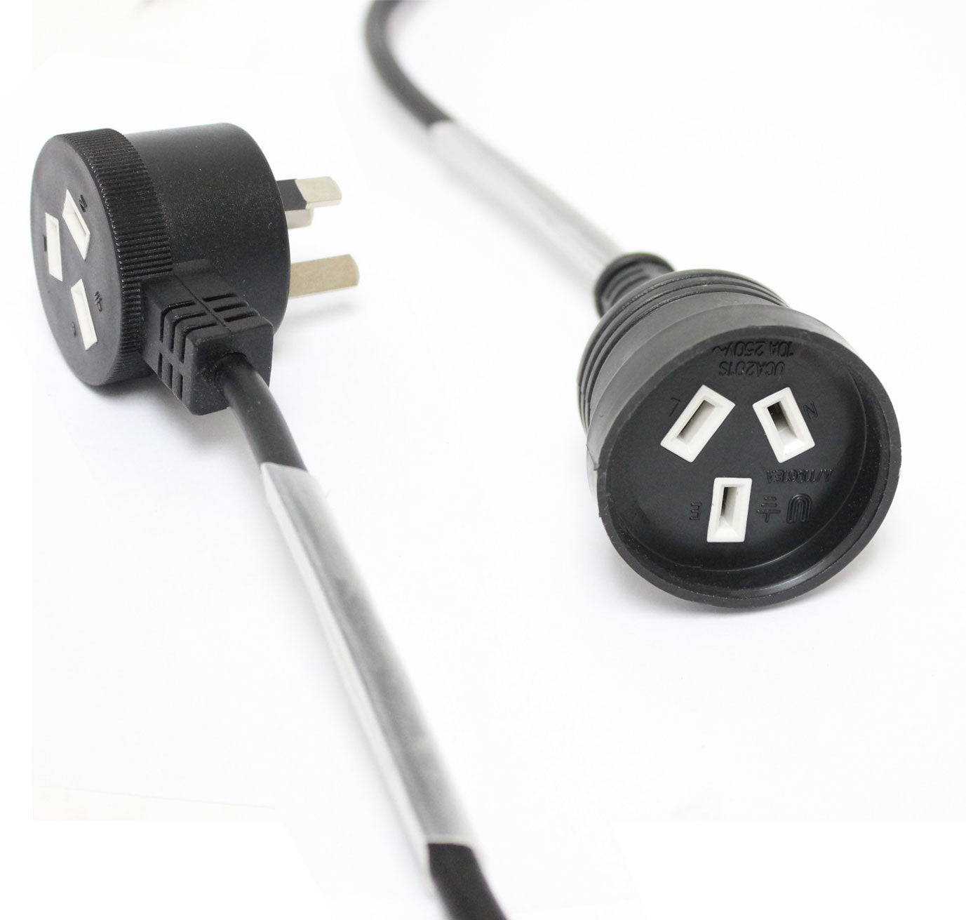 5 Meters Black Piggyback Plug Main Power Extension Cord 240V 3 Pin 10A 1.0mm Cable