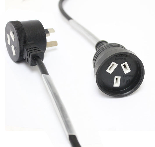 5 Meters Black Piggyback Plug Main Power Extension Cord 240V 3 Pin 10A 1.0mm Cable